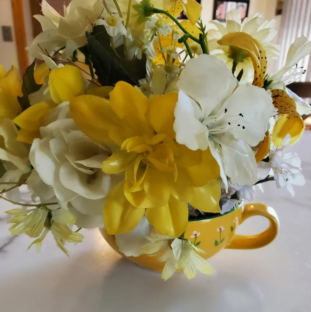 Vintage Handmade Floral Arrangement in Mug